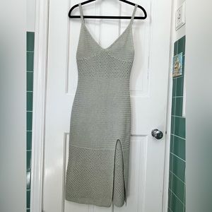 Aritzia Evie Midi Dress in Silver Sage Green